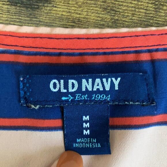 Old Navy Orange & Blue Striped Cuff Sleeve Blouse - Picture 7 of 8